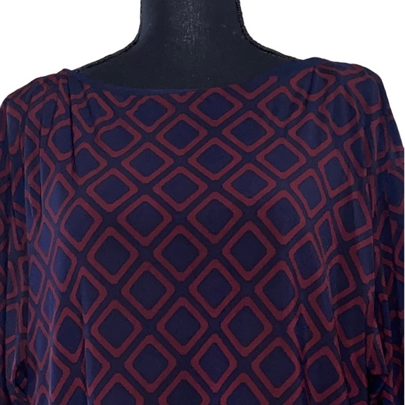 Lauren Ralph Lauren Navy and Burgundy Long Sleeve Drees - Picture 8 of 9